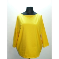 Bawełniana GRUBA BLUZA z haftem na dekolcie - żółta